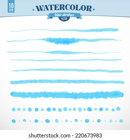  Beautiful set of isolated watercolor elements. Vector illustration
