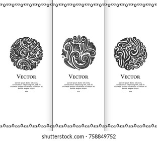 Beautiful set of logo. Vector emblem. Design elements. Can be used for jewelry, beauty and fashion industry. Great for invitation, flyer, menu, brochure, postcard, background, or any desired idea