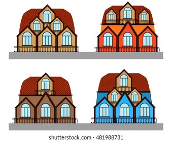 Beautiful set of multicolored vector houses