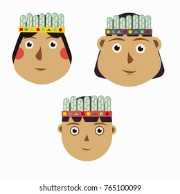 Beautiful set of Native American characters in bright colors. Great for textiles, cards etc.