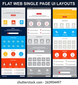 beautiful set of One page website design template in flat color style. vector illustration