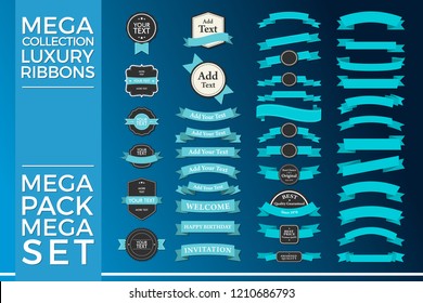 Beautiful Set and Pack Luxury Ribbons and Tags Collection Set Vector Design Eps 10