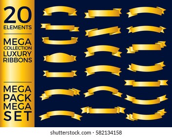 Beautiful Set and Pack Luxury Ribbons and Tags Collection Set Vector Design Eps 10
