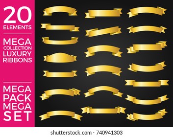 Beautiful Set and Pack Luxury Ribbons and Tags Collection Set Vector Design Eps 10
