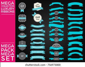Beautiful Set and Pack Luxury Ribbons and Tags Collection Set Vector Design Eps 10