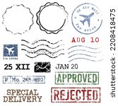 Beautiful set of rubber post stamps vector collection