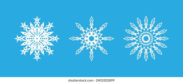 Bonito conjunto de copos de nieve para el diseño invernal