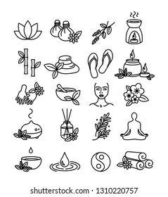 Beautiful set of SPA, Wellness and Aromatherapy vector icons - thin line style