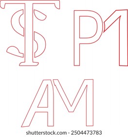 Hermoso conjunto de T S P M A M letra de diseño de logotipo 