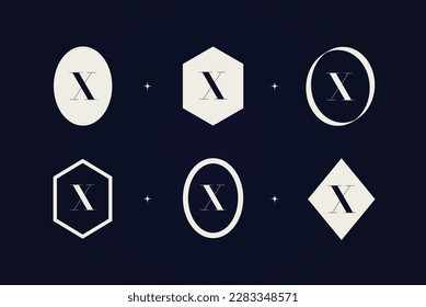 Beautiful set of uppercase letter X logos with luxury style. Vectors template with an elegant, modern and minimalist approach for a high-end branding of a company. Basic shapes. Editable vector file.
