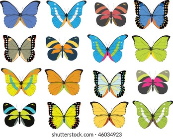 Set Beautiful Watercolor Butterflies Blue Yellow Stock Illustration ...