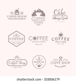 Beautiful set of vector labels for your projects. Coffee, cafes, coffee shops, types of beverages. Italian coffee. The consumption of coffee. Breakfast. On white.