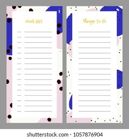 Beautiful set of vector templates Note Pads: Check list and Things to do.