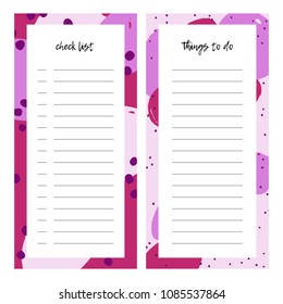 Beautiful set of vector templates Note Pads: Check list and Things to do.