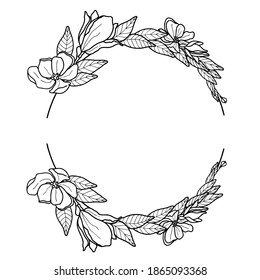 Beautiful set for wallpaper design. Line art . Simple vector illustration. Vintage floral ornament. Vector drawing. Background, wallpaper. Fashion print.