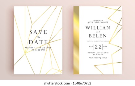 Beautiful Set Wedding Card Templates Gold Stock Vector (Royalty Free ...