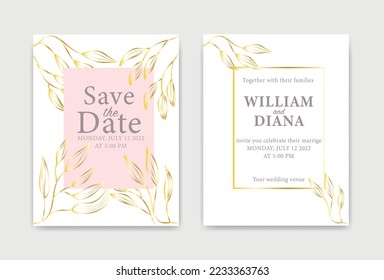 Beautiful set of wedding card templates. Gold collection of geometrical polyhedron, art deco style for wedding invitation, luxury templates, decorative patterns.
