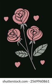 A beautiful set of wedding rose silhouettes in cartoon vector style. Perfect for romantic designs, invitations, decorations, and more. Elegant floral illustrations for timeless elegance.