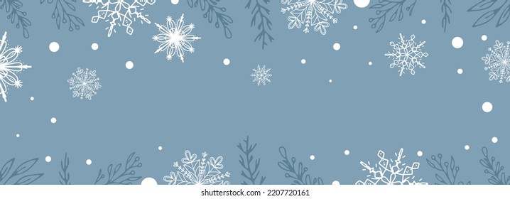 Beautiful set of white snowflakes botanical elements for winter design. Collection of Christmas New Year elements. Frozen silhouettes of crystal snowflakes. The apartment has a modern design wallpaper