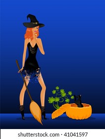  beautiful sexual witch and pumpkin