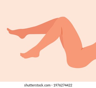 
Beautiful sexy bare legs of woman flat vector illustration. Close up of woman's bare legs isolated on white background. Elegant crossed long bare shapely female legs with lifting feet cartoon style