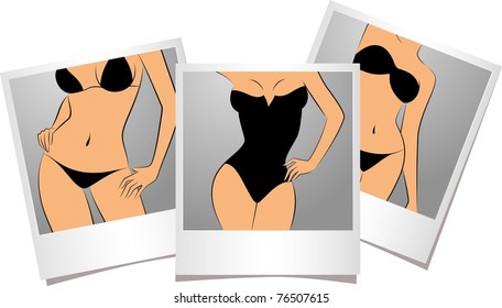 Beautiful sexy girls in photo frames. Vector