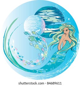 Beautiful Sexy Mermaid Fish Stock Vector (Royalty Free) 84689611 ...