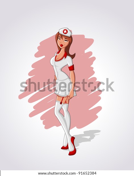 Beautiful Sexy Redhead Cartoon Nurse Stock Vector Royalty Free 91652384