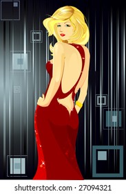 Beautiful Sexy Woman Red Dress Vector Stock Vector Royalty Free Shutterstock