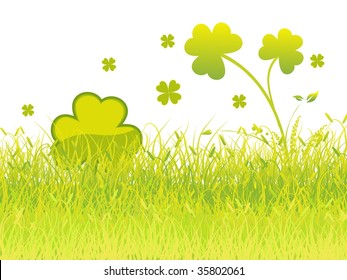 beautiful shamrock with grass vector