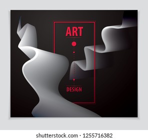 Beautiful shape with colorful gradient, vector abstract art element. Perfect for gift card, cover, poster or brochure. Bright color wave dimensional object.