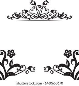 Beautiful shape frame, cute flower and leaf, for decoration greeting card. Vector