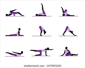 Beautiful shape with Yoga,Set of yoga positions,yoga vector