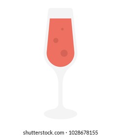 
A beautiful shaped glass  of cold drink, flat icon
