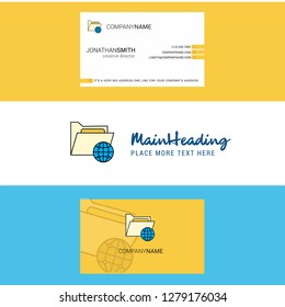 Beautiful Shared folder  Logo and business card. vertical Design Vector