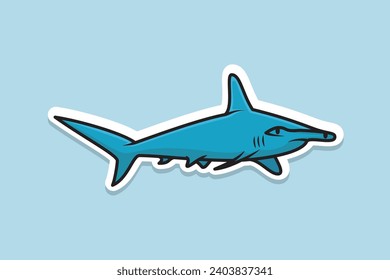 Beautiful Shark Fish sticker design vector illustration. Animal nature icon concept. Shark fish cartoon mascot character sticker design logo.