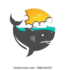BEAUTIFUL SHARK VECTOR, SHARK UNDER THE SEA, MONSTER SEA