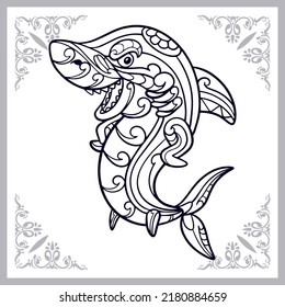 Beautiful Shark zentangle arts isolated on white background