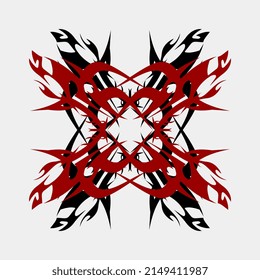 beautiful sharp black red mandala tattoo vector unique color combination decoration