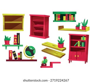 belo conjunto de ilustração vetor prateleira