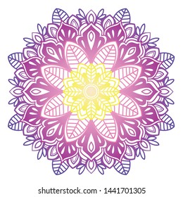 Beautiful shinig round pattern, mandala with floral elements in indian style, vector illustration