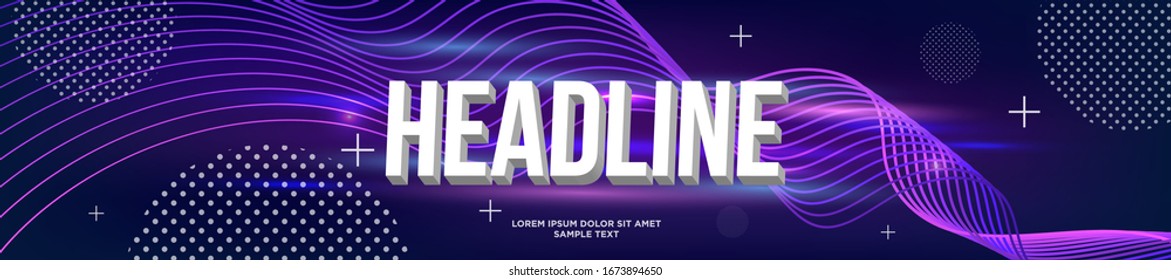 Hermoso fondo brillante en diseño moderno y colores, brillante plantilla de banner para páginas web e impresión. Colorida página de inicio o diseño de titulares con onda digital. Vector, eps10