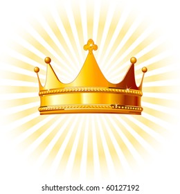 Beautiful shining golden crown  on glowing  background