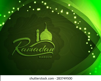 Beautiful shining green color Ramadan Kareem vector background design.