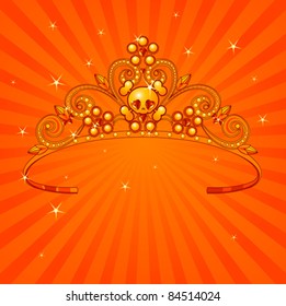 Beautiful shining Halloween princess crown on radial background