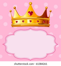 Beautiful shining true princess crown on pink  background