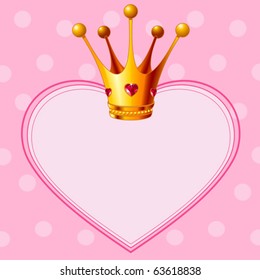 Beautiful shining true princess crown on pink  background