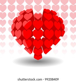beautiful shiny 3D love heart on abstract background