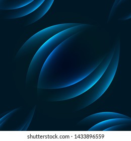 Beautiful and shiny blue wave layers on dark background
