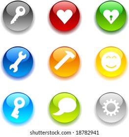 Bellos botones brillantes. Ilustración vectorial.